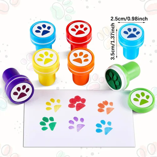Miniatura 2 de Chinco Sello con estampado de patas de perro, autoentintado, para profesor, mini sello colorido, recuerdos de fiesta, juego surtido para actividades