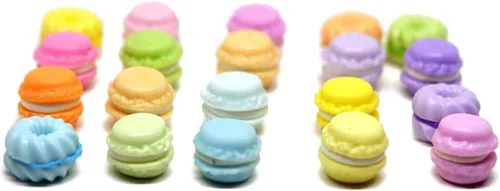 Miniatura 2 de 1shopforyou 21 piezas de mini detalles decorativos de macarrón francés – Pequeñas piezas de exhibición para decoración del hogar y estilo artesanal