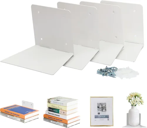 Miniatura 11 de STORAGE MANIAC Estantes flotantes para colgar en la pared, estantes flotantes invisibles de acero resistente, estantes colgantes para dormitorio