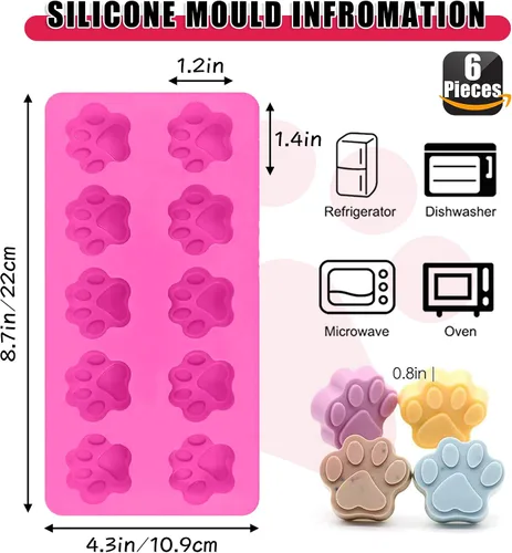 Miniatura 3 de Moldes de silicona para patas y huesos de cachorro, moldes para hornear, moldes de chocolate, molde de silicona para golosinas para perros, paquete
