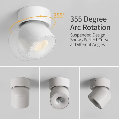 Miniatura 3 de Aisilan Luz LED de Techo Blanca para Interiores 9W Luminaria Montada en Superficie con Foco Giratorio de 360°, Regulable Blanco Cálido 3000K CRI 97+