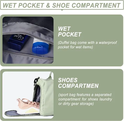 Miniatura 5 de Weekender Gym - Bolsas de lona para mujer con neceser, A-verde
