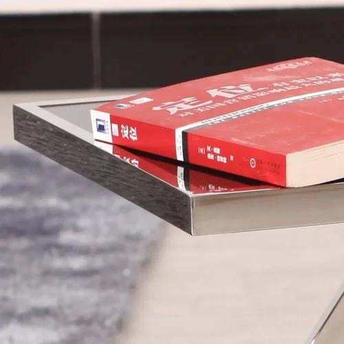 Miniatura 3 de WFF - Mesa de sofá de acero inoxidable, mesa de centro de vidrio templado, mesa de teléfono de oficina, mesita de noche para dormitorio, 17.7 in
