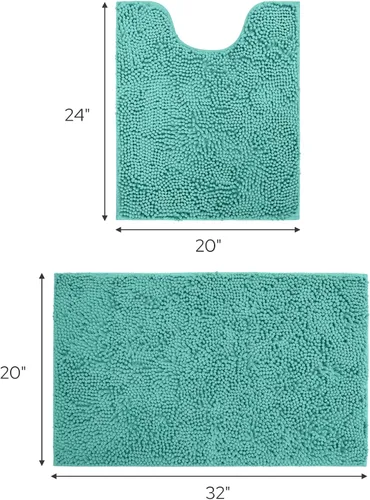Miniatura 3 de HOMEIDEAS - Juego de tapetes para baño (2 piezas), de felpilla suave, absorbente, peluda, antideslizante, para baño, tina y ducha. Se pueden lavar a