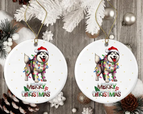 Miniatura 2 de Adorno de husky siberiano, adorno de Feliz Navidad, regalo de adopción de perro, adorno de primera Navidad, adornos conmemorativos para perros