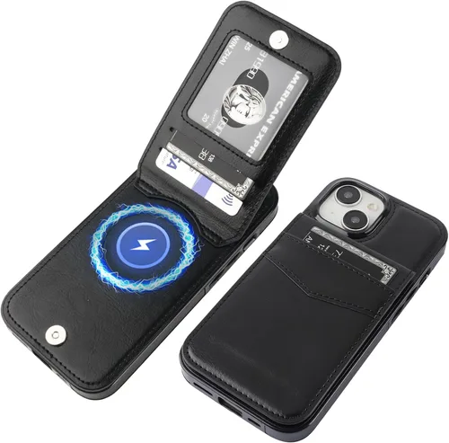 Miniatura 26 de KIHUWEY Compatible con funda tipo cartera con tapa para 15 con soporte para tarjetas de crédito, cierre magnético de cuero premium con función