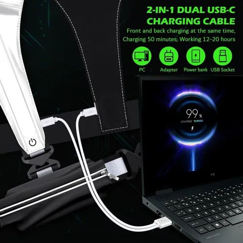 Miniatura 5 de Ylzzrs Chaleco reflectante LED para correr, chaleco de correr recargable por USB, soporte para teléfono para corredores, caminatas nocturnas, 6-11