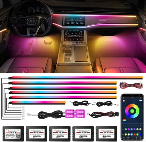 Miniatura 14 de Luces interiores acrílicas Dreamcolor para automóvil, accesorios para automóvil WEBUPAR 2 en 1, tira de luces LED para automóvil con control