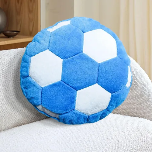 Miniatura 4 de Almohada de fútbol azul esponjosa para decoración de dormitorio, suave temática deportiva, decoración de habitación, perfecta para decoración