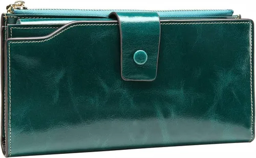 Miniatura 40 de Itslife - Cartera de piel sintética encerada para mujer con bloqueo de identificación de radio frecuencia (RFID), de gran capacidad, encerada
