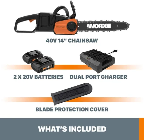 Miniatura 6 de Worx Motosierra inalámbrica de 40V y 14" Power Share con tensión automática - WG384 (baterías y cargador incluidos)