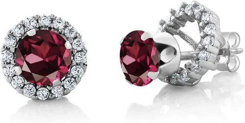 Miniatura 49 de Gem Stone King Aretes redondos de plata de ley 925 de 0.236 in con piedra natal extraíble para mujer