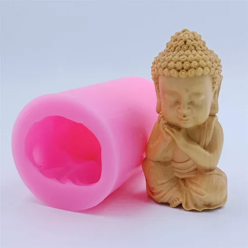 Miniatura 9 de Molde de vela 3D de Buda de bronce para fabricante de velas, moldes de jabón, arcilla polimérica, moldes de silicona de porcelana fría Buda 13