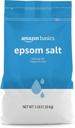 Amazon Basics Sal de Epsom para Remojo, Sin Fragancia, Sulfato de Magnesio USP, Relajación de Músculos y Pies, Calmante, 3 Libras, Paquete de 1