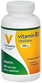 The Vitamin Shoppe Vitamina B2 100MG - Apoyo energético y salud metabólica, vitamina B diaria (300 cápsulas)