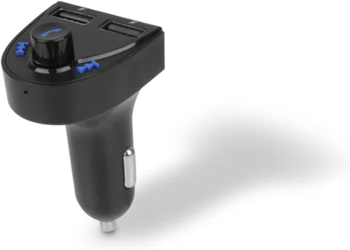 Miniatura 2 de ALURATEK Receptor de audio Bluetooth para coche y transmisor FM con micrófono para llamadas manos libres (ABF01F), azul