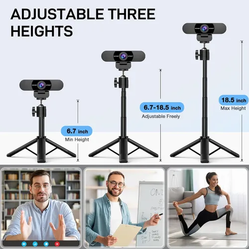 Miniatura 2 de Cámara web EMEET C960 con trípode, cámara web 1080P con micrófono, trípode mini de altura ajustable, cámara web C960 con cubierta de privacidad