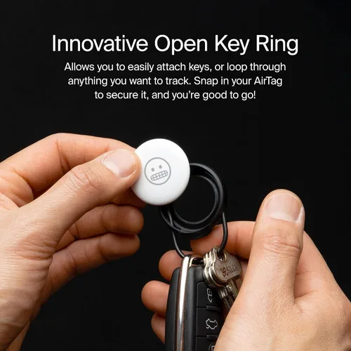 Miniatura 4 de Orbitkey Funda delgada para AirTag Fabricado con acero inoxidable y TPU Sostiene de forma segura tu Apple AirTag Se fija fácilmente a las Negro
