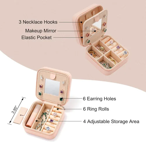 Miniatura 4 de Organizador de joyas pequeño de viaje, cajas de joyería con inicial, organizador de joyas, regalos esenciales de viaje para mujeres, madres, amigas