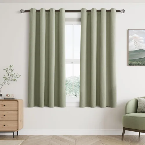 Miniatura 87 de Cream Linen Blackout Curtains 90 Length 2 Panels Set for Living Room Bedroom, 100% Black Out Thermal Insulated Linen Drapes, Room Darkening Grommet