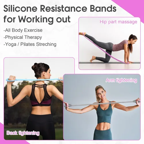 Miniatura 4 de Soulchen Paquete de 5 bandas elásticas de resistencia para brazos, espalda, pecho y hombros, yoga, pilates, estiramiento, entrenamiento para mujeres