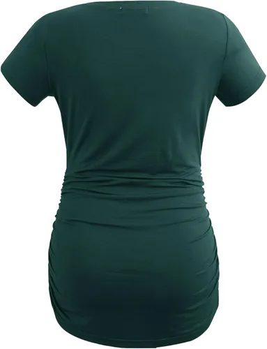 Miniatura 16 de Smallshow - Camiseta de maternidad para mujer, diseño de lados fruncidos, tipo túnica, prendas para el embarazo