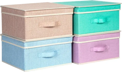 Miniatura 11 de Organizador de Cubos de Almacenamiento Contenedor 10.5" x 10.5" x 11" Cajas Grandes Canasta de Tela con Asas para Organizar Estantes Armario Ropa