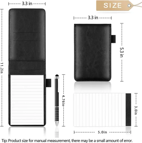 Miniatura 3 de Juego de 7 soportes pequeños para bloc de notas, cuaderno de bolsillo con bolígrafo, incluye 5 recambios de 3 x 5 pulgadas, 30 papeles rayados por