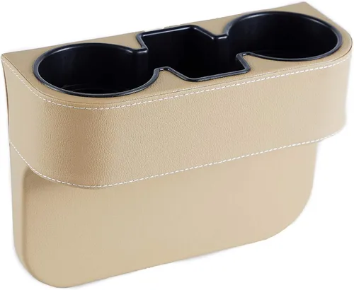 IOKONE Consola de bolsillo lateral para monedas, cubierta de cuero con bolsillo lateral, portavasos para automóvil, organizador de asiento delantero