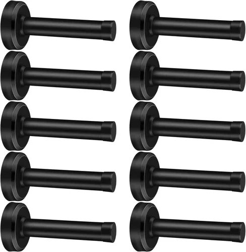 Paquete de 10 topes para puerta, 3.5 pulgadas, color negro mate, topes de puerta para la parte inferior de la puerta, tope de puerta de acero