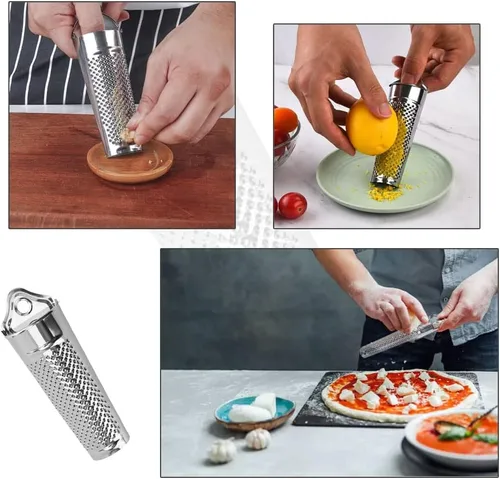 Miniatura 6 de Rallador de nuez moscada de acero inoxidable, molinillo de nuez moscada de mano con recipiente para cocina, queso duro, frutas cítricas, ajo, nuez