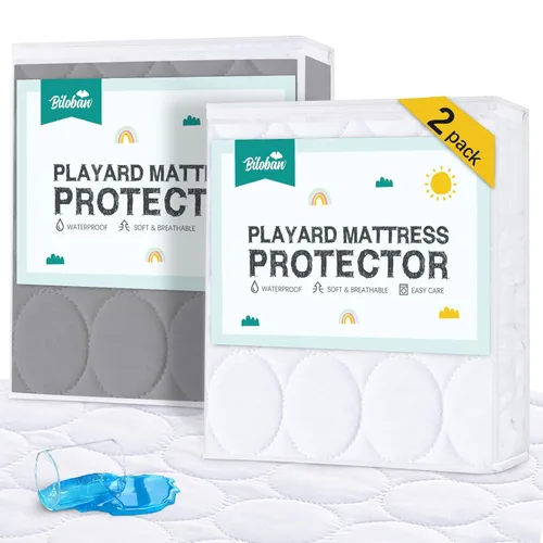 Miniatura 9 de Sábanas protectoras de colchón de cuna impermeables, paquete de 2, funda acolchada ajustable para colchón de cuna que se adapta a colchones de cama