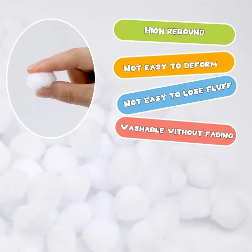 Miniatura 3 de 150 Piezas Pompones, Pompones de Manualidades Blancos de 1 Pulgada, Bolas de Pompón Esponjoso, Bolas de Borla, Pequeñas Bolas de Pompón