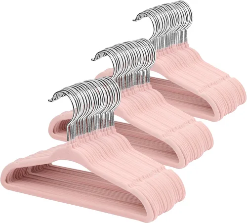 Miniatura 12 de ManGotree Perchas de terciopelo para bebés, perchas para niños y niños, para ahorrar espacio, antideslizantes, paquete de 15 unidades (beige)