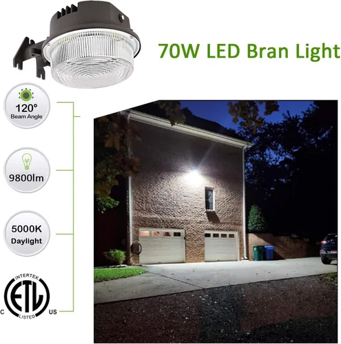 Miniatura 2 de Luz LED de granero, 70 W, 5000 K, luz diurna, 9800 lúmenes, luz LED de atardecer a amanecer, luz LED para patio al aire libre con fotocélula, 700 W