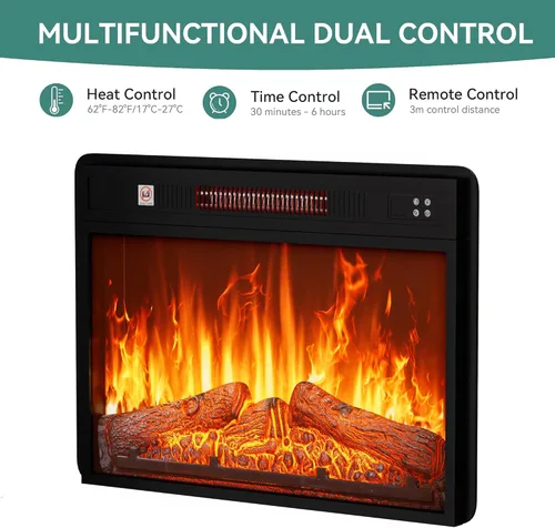 Miniatura 2 de YITAHOME Insertos de chimenea eléctrica pequeña de 23 pulgadas, calentadores de chimenea para uso en interiores, control remoto con temporizador