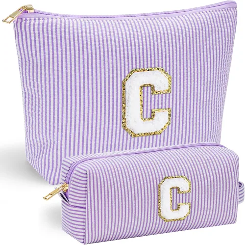 Miniatura 11 de YOOLIFE Regalos del Día de la Madre para mujeres, bolsa de maquillaje con inicial, bolsa de cosméticos, bolsa de maquillaje de viaje, regalos Rosado