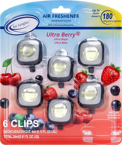 Miniatura 10 de Air Jungles Ambientador de coche con aroma a melocotón miel, 6 clips de ventilación, 0.16 onzas líquidas cada uno, ambientador de larga duración