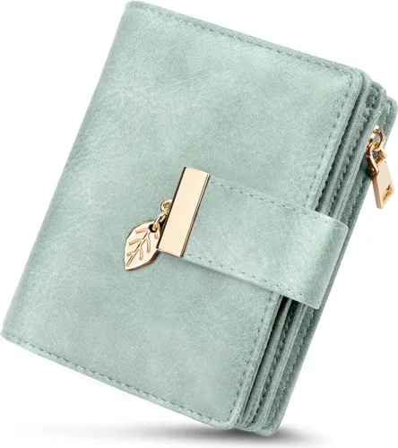 Miniatura 13 de HUANLANG Carteras pequeñas para mujer, con bloqueo Rfid, de cuero, plegable, tarjetero para tarjetas de crédito, cartera para mujer, bolsillo