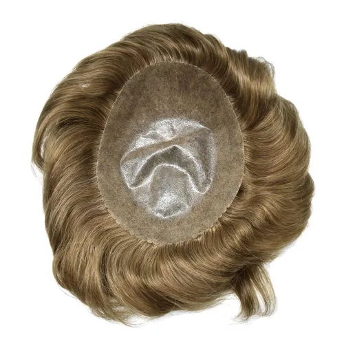 Miniatura 5 de Toupee - Sistema de reemplazo de postizo para hombres, prótesis masculina, pieza de cabello humano de polietileno, piel duradera inyectada