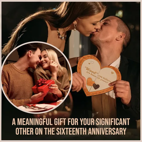Miniatura 3 de STOFINITY Regalos de madera de aniversario de 16 años para ella y él, regalos de boda 16 aniversario para marido y esposa, aniversario para parejas