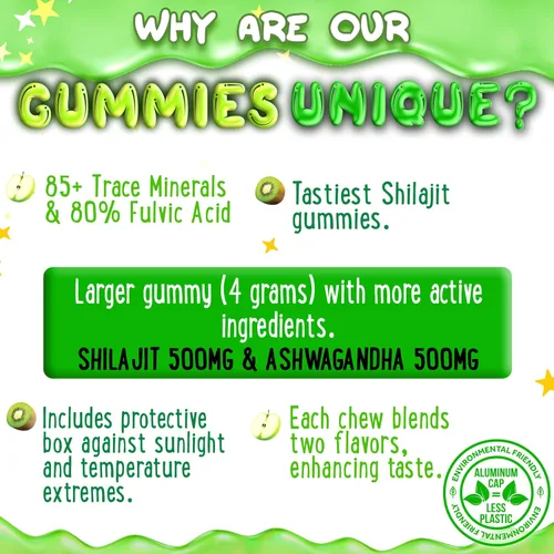 Miniatura 5 de OH MY CHEWY Gomitas puras de Shilajit del Himalaya, resina de grado dorado de alta potencia, refuerzo de energía y apoyo inmunológico para hombres