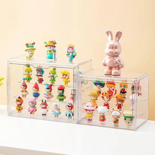 Miniatura 9 de Vitrinas de acrílico para coleccionables, cajas de estante transparentes de 3 niveles para figuras, vitrina para figuras de acción apilable y a