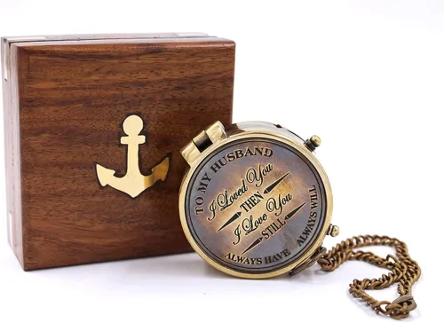Miniatura 8 de To My Husband I Loved You, Brújula de campamento grabada con brújula de regalo - Always Have Always Will.