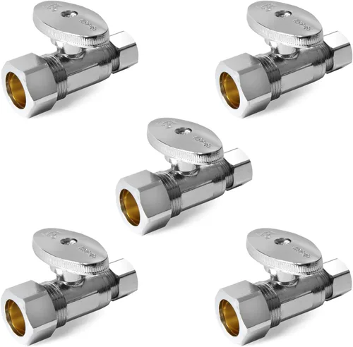 Miniatura 12 de Paquete de 10 válvulas de parada angular EFIELD de 1/2 pulgadas nominal (5/8 pulgadas de diámetro) de compresión x 3/8 pulgadas de diámetro