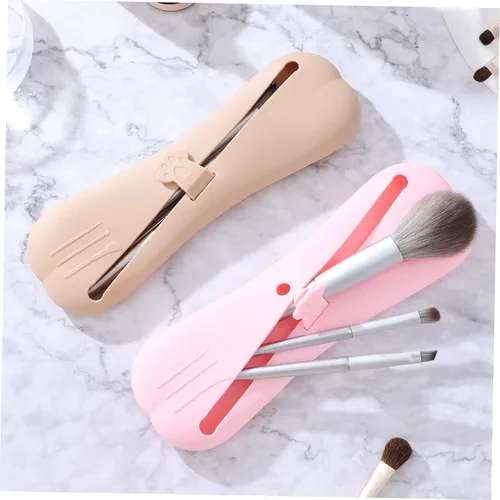 Miniatura 2 de 2pcs Makeup Brush Holders Portable Travel Makeup Brush Bags Compact Organizers for Eyeshadow Elegant Design Unique Texture