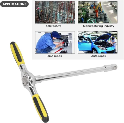 Miniatura 3 de Zerodis Llave de trinquete ajustable con mango en T, llave de trinquete de liberación rápida en T, llave de trinquete ajustable tipo T de una mano