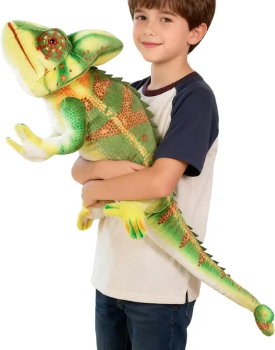 Animal de peluche realista de 31.5 pulgadas, gran lagarto camaleón, animal reptil de iguana, decoración de regalo de cumpleaños para niños,