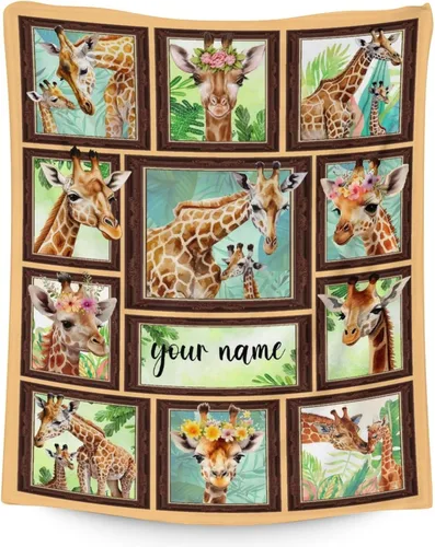 Miniatura 25 de Manta de jirafa para regalo, 30 x 40 pulgadas, bonita manta para adultos y niños, mantas amarillas de felpa suave para sofá, oficina