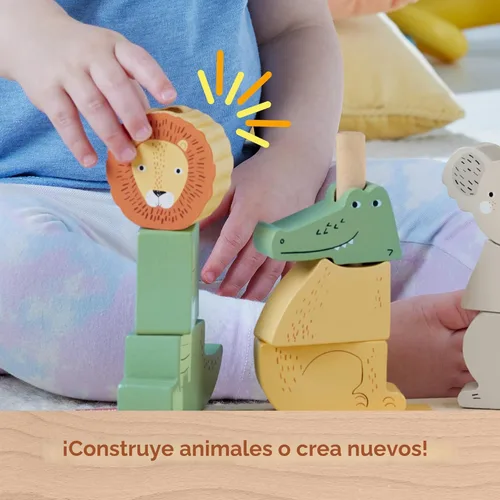 Miniatura 4 de Fisher-Price Juguete de madera para bebés, apilar y clasificar animales, 10 piezas de madera para juegos de desarrollo para bebés y niños pequeños a